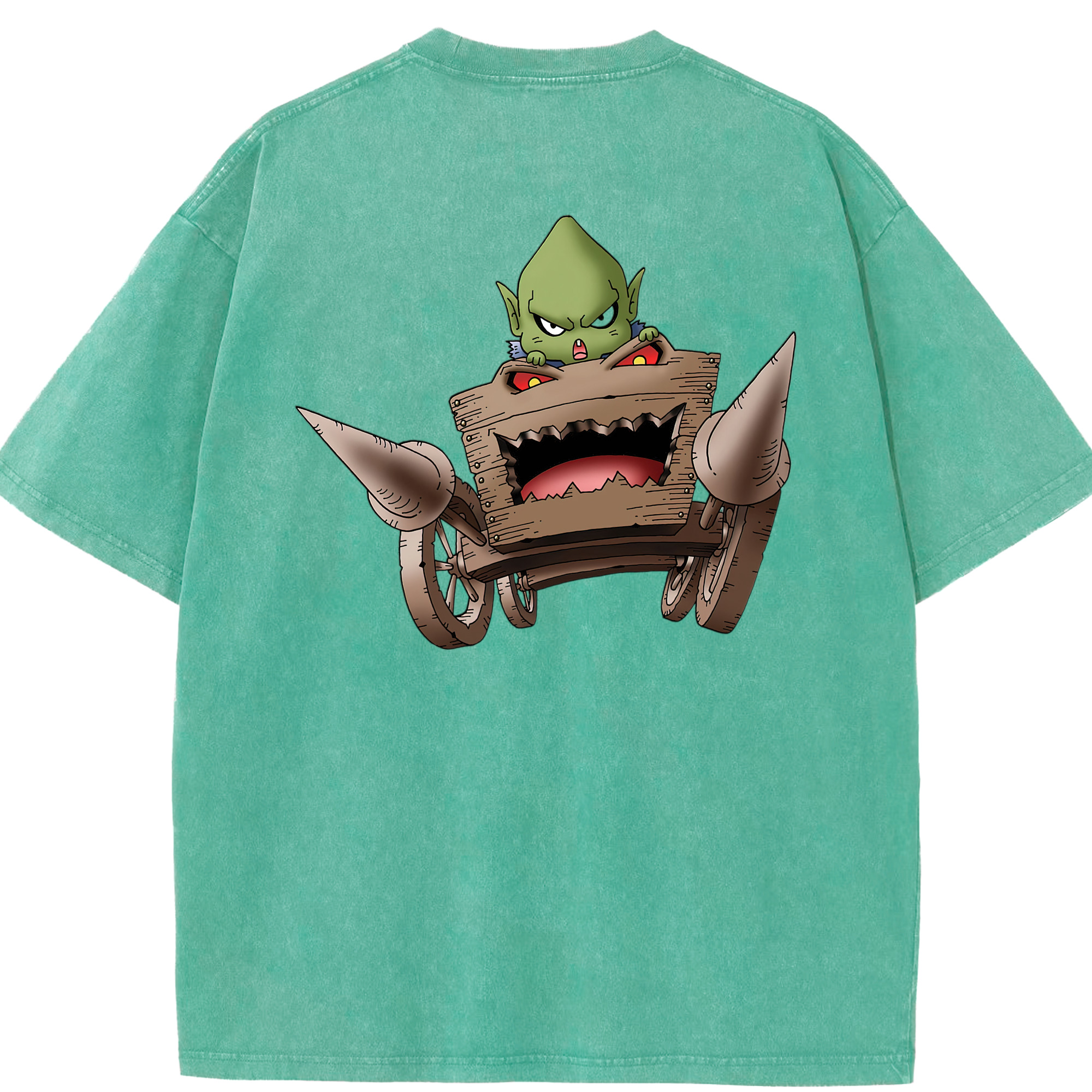 （画像用） ドラゴンクエスト Doragon Kuesuto Dragon Quest 綿100% ヴィンテージ風 半袖Tシャツ（背面プリント）